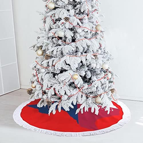 חצאית עץ חג המולד של טקסס הדפס טקסס עם ציצית למסיבת חג מולד שמח תחת עץ חג המולד