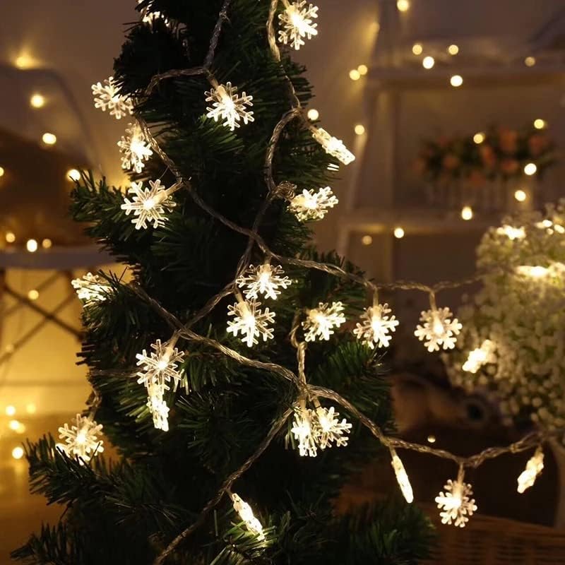 אחים מסורים 20ft מיתרי פתית שלג אורות חג המולד/חג המולד לקישוטים לסלון פטיו תפאורה פנימית או חיצונית