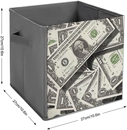 דולר אמריקאי דפוס גדול קוביות אחסון פחי מתקפל בד אחסון תיבת ארון מארגני עבור מדפים