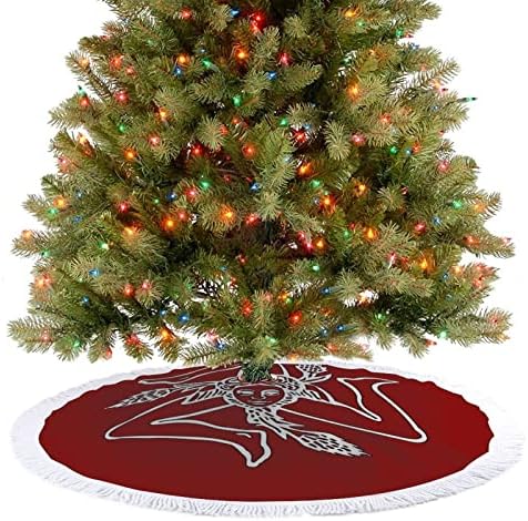 סיציליאן טרינאקריה עץ חג המולד מחצלת חצאית עץ עץ עץ עם גדילים לקישוט חג המולד של מסיבת חג 48 x48