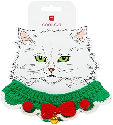 מדבר שולחנות אדום וירוק סרוגה חג המולד חתול צווארון עם פעמון / אביזרים לחיות מחמד עבור חג המולד, גודל קטן-בינוני