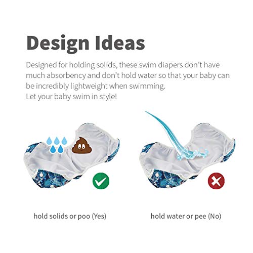 Alvababy Baby Swim Diapers 2PCS חבילה לשימוש חוזר לשטוף וניתן להתאמה לשיעור שחייה ומתנות למקלחת לתינוקות בגודל גדול תינוק