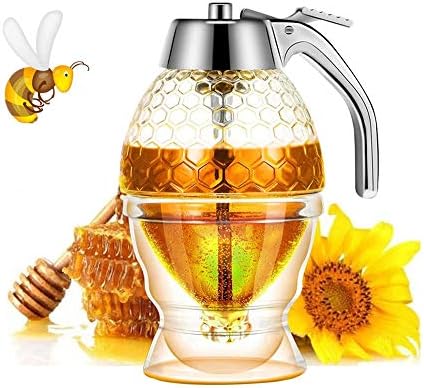 מתקן דבש, מתקן סירופ, צנצנת דבש חלת דבש יפה, צנצנת דבש עם מעמד