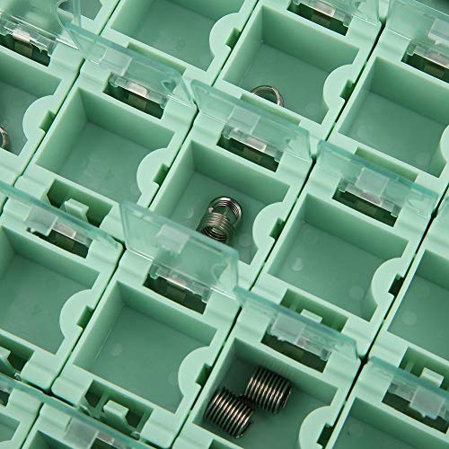 תיבת אחסון SMT, קופסאות אחסון SMT, 50 יחידות SMD ירוק מיכל רכיבים אלקטרוניים מארז אחסון עם אבזם נעילה עצמית הגן