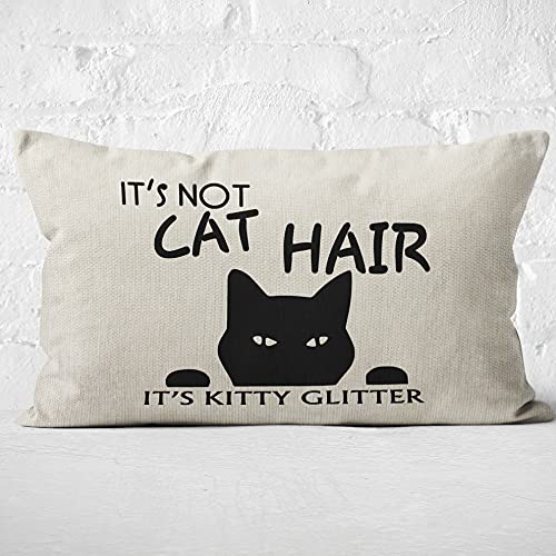 קיטי נצנצים לזרוק כיסוי כרית, מתנה לחובב חתולים, חובב קיטי, זה לא שיער חתול זה קיטי מארז כרית אהבה לספה מיטת ספה, 12