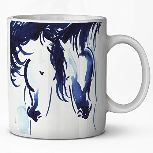 מקרי שמש ספל קפה קרמיקה - סוסי טיוטה של ​​קלידסדייל באמנות אינדיגו מאת דניס כל