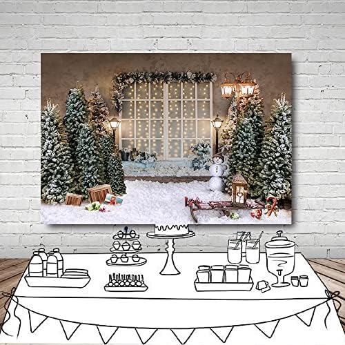 Mehofond 10x7ft חג שמח צילום רקע רקע עץ חג המולד חלון חלון שלג