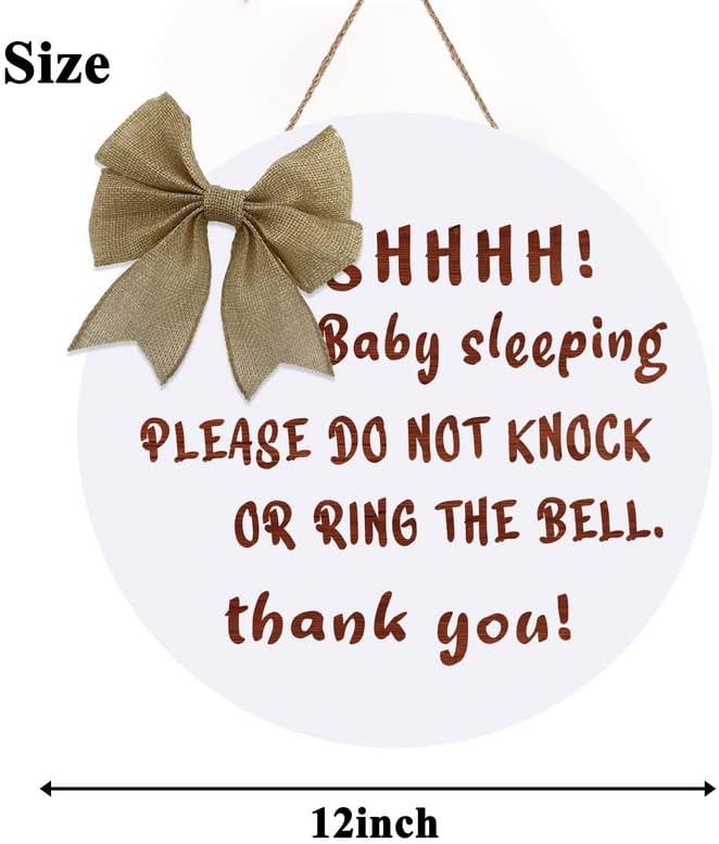 חמוד קשת תינוק שינה מול דלת סימן, לא טבעת הפעמון לא להפריע אין שידול סימן מצחיק שינה תינוק דקורטיבי תליית סימן