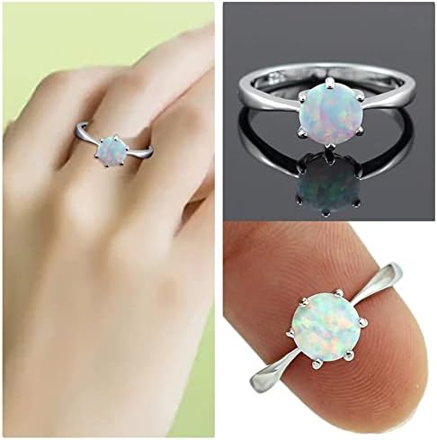 צבעוני טבעת סט פשוט אופנה אופל טבעת כסף טבעת האהבה יום מתנה עבור נשים קשת טבעת