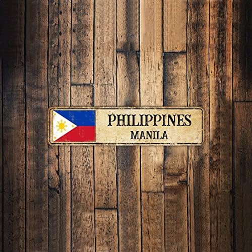 הפיליפינים-שלט רחוב של מנילה דגל המותאם אישית את סימן המתכת האיכותי שלך פיליפינים-שלט עיר הולדתו של MANILA לחנות