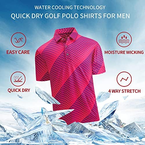 סאמרם חולצת גולף לגברים הדפסת שרוול קצר ביצועי לחות מנדפת חולצות פולו יבשות לגברים