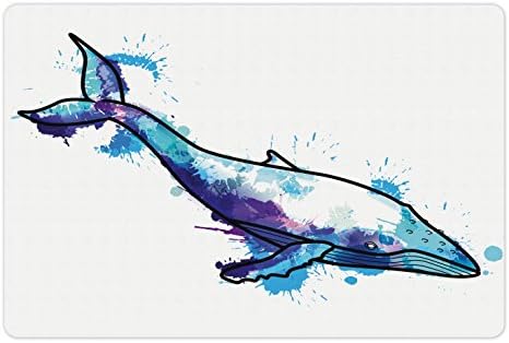 מחצלת לחיות מחמד לוויתן אוכל ומים, לוויתן גבן עם משיכת מכחול בצבעי מים גראנג ' אפקטים מלך האוקיינוס תמונה,