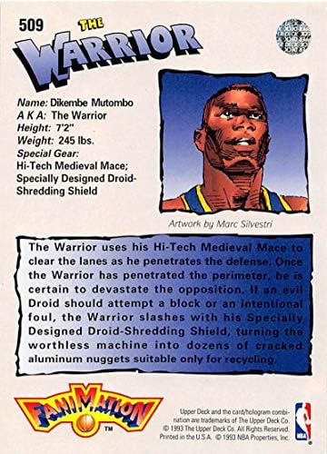 1992-93 סיפון עליון כדורסל סדרה גבוהה 509 Dikembe Mutombo Denver Nuggets Fan Formiאים UD NBA כרטיס מסחר