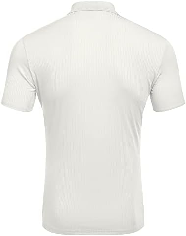 חולצות T של שרירי גברים של Urru נמתחים אימון ארוך וקצר שרוול טי טיול חולצה פולו רזה