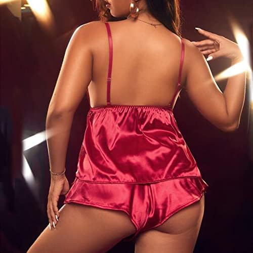 נשים בהלבשה תחתונה בגודל הלבשה תחתונה תחרה הלטר כימיה שמלת רשת סקסית Sheer Teddy Babydoll Bodysuit Rbeow L-XXXXXL