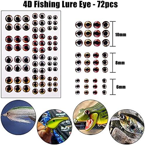 מדבקת פיתוי דיג ועיני דגים, 342 יחידות דבק הולוגרפיות קלטת פיתוי 3D 4D 5D ריאליסטית פיתוי עיני פיתוי דיג ייצור DIY כלי