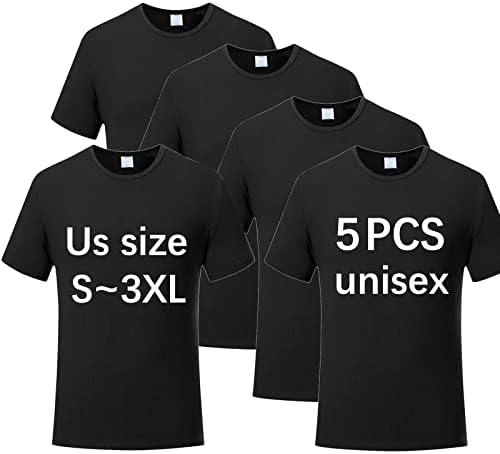 אוקבה 5 יחידות שחור חולצות זמין עבור גברים ונשים למבוגרים עגול צוואר פוליאסטר ריק חולצות קצר שרוול
