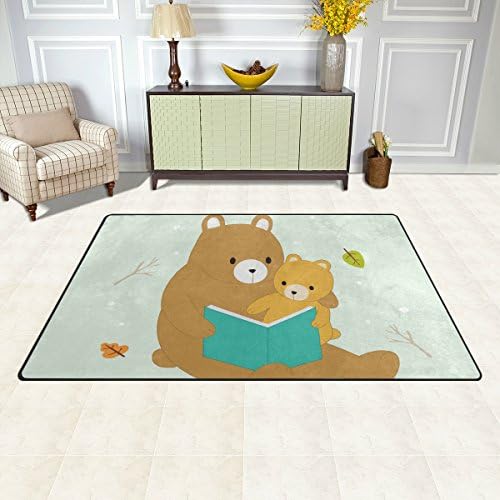 דוב צבעי דוב אם ותינוק קריאת שטיחים קלים שטיחים שטיחים שטיחים רכים שטיטת שנת שנת לחדרים כניסה 31 x 20 אינץ '