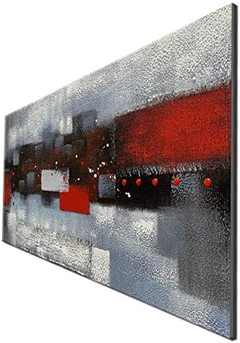 אמנות האיטוקסי מרקם 3 ד ציור שמן על בד עבה פשתן יצירות אמנות מודרני מופשט אמנות עבור קיר תפאורה אדום אפור ציור תמונה