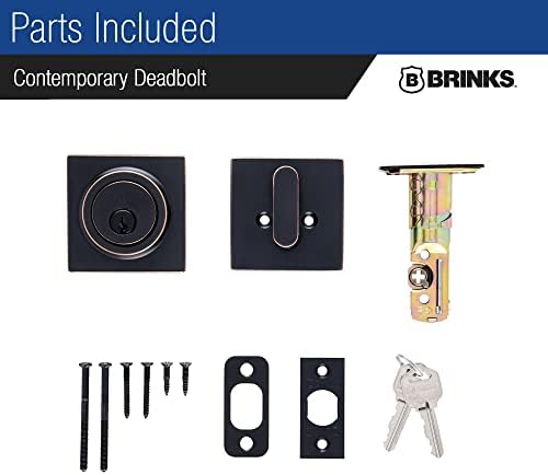 Brinks - גליל יחיד עכשווי Deadbolt, ברונזה טוסקנית - נבנה להגנה על מגורים קפדניים עם ANSI כיתה 3 אבטחה