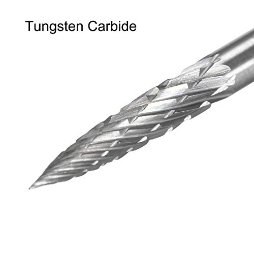UXCell Tungsten Carbide קבצי סיבוב 1/8 שוק, צורת עץ כפול חתוך עץ סיבוב כלים 3 ממ DIA, למטחנת DIE מקדח סיביות עץ