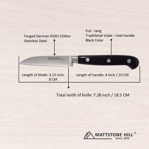 קילוף סכין סט, מטסטון היל קטן מטבח סכין סט, משונן סכין שירות, קילוף סכין-גרמנית פלדה, משולש מסמרת ידית