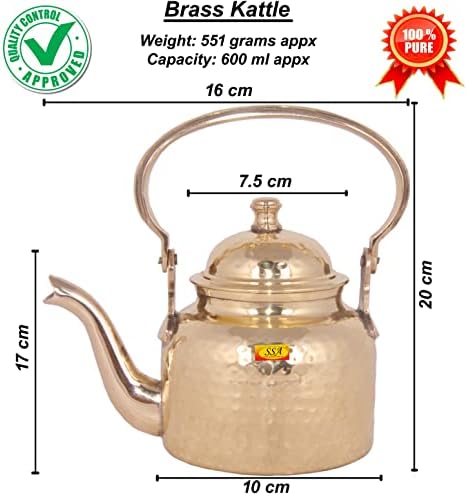 שיב שאקטי Arts® סיר תה פליז/קטאלי/קומקום, 600 מל - להכנת פריט הגשת תה וקפה