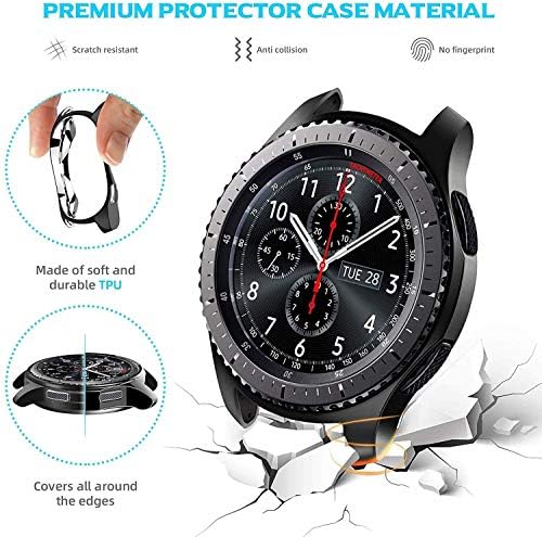 Kytuwy Gear S3 Frontier & Classic/Galaxy Watchs 46 ממ להקות עם סטיילינג טבעת לולאה לוחית אחת ומארז מגן אחד עבור Gear