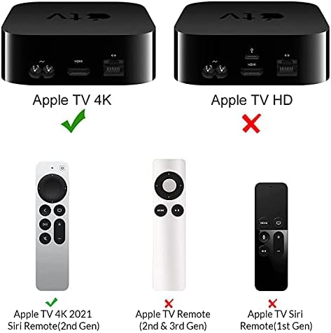 מקרה מגן עבור Apple TV 4K 2021 שלט רחוק, מארז כיסוי נגד טיפות תואם ל- Apple 4K Siri הדור השני של הדור השני, גישה מלאה