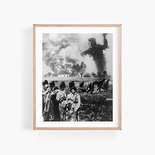 תמונות אינסופיות צילום: באטיושקה בלגוסלובליאט,נא פרונטה,חיילים,מסכות גז, בית בוער,רוסית, 1915