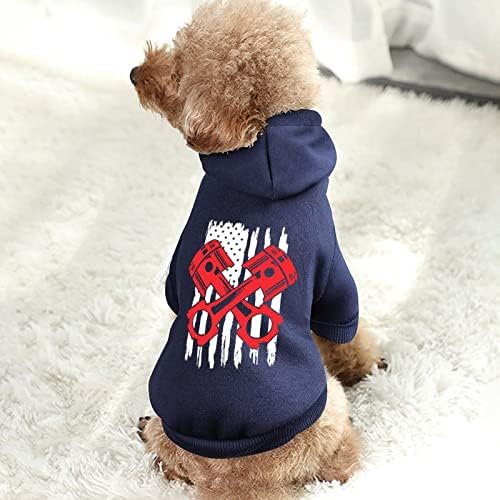מכונאי מכונית דגל אמריקאית בהתאמה אישית קפוצ'ונים לכלבים מחמד רכים בגדי כלב נעימים נעימים סוודרים מחמד נושמים עם HAT XL