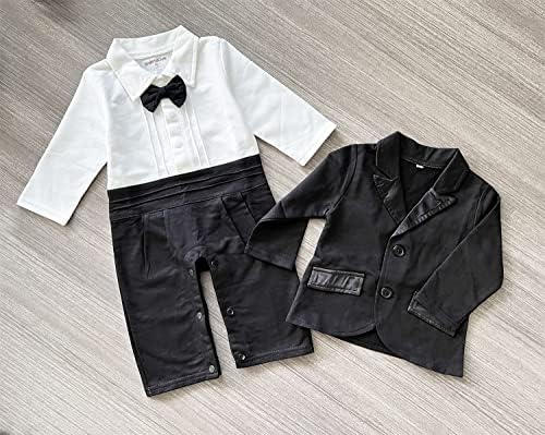 Stylesilove Baby Boy Tuxedo Romper and Jacket