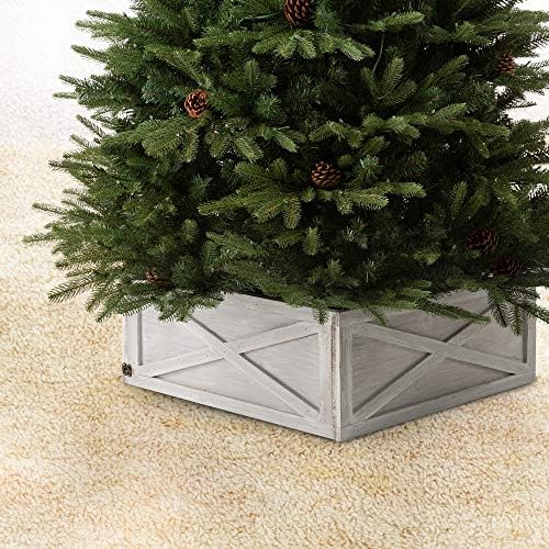 Glitzhome 26 L לבן חג המולד עץ עץ עץ עץ עץ עץ עמדת עץ עץ חג המולד קופסת עץ קופסת עץ לחג המולד