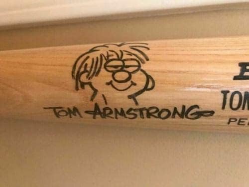 טום ארמסטרונג חתימה על רולינגס עטלף בייסבול+JSA COA יצירות אמנות מרווין - Artograted MLB Art