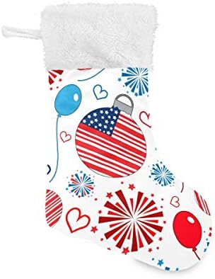 Pimilagu 4 ביולי יום העצמאות האמריקני יום עצמאות גרבי חג המולד 1 חבילה 17.7 , גרביים תלויים לקישוט חג המולד