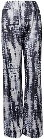 מכנסיים מזדמנים לנשים מיאשוי עם כיסים הדפס רב -צבעוני מכנסי נשים ספורט כיס מכנסי טרנינג ישר רגל ישר עבור