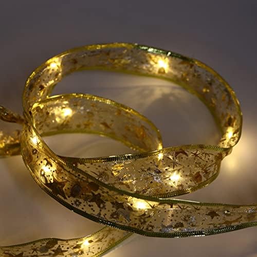 VifeMify 13.12ft אורות חג מולד עם קישוטי חג המולד שקופים זהב LED זהב חוסך אנרגיה חוסכת אנרגיה בטוחה ועמידה