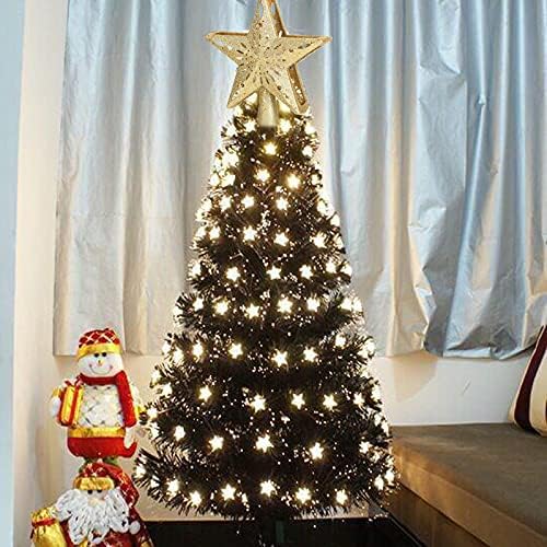 טופר עץ חג המולד של Lihtao, טופר עץ כוכבים חלול 3D לקישוטי עץ חג המולד, טופרי עץ כוכבים מוארים עם אורות מקרן