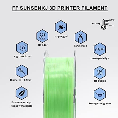 Ff sunsenkj pla פלוס נימה מדפסת 1.75 ממ בעוצמה גבוהה, קשיחות משופרת PLA+ נימה הדפסת תלת מימד 1 קג סליל פצע מסודר