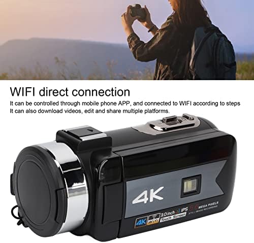 מצלמת וידאו 4K, 56MP 16X זום דיגיטלי Wifi מצלמת מצלמת מצלמת מצלמת מצלמת מצלמת, 3.0in מסך מגע טלטל מצלמות Vlog עם שלט