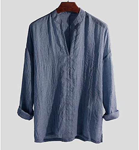 חולצות פשתן כותנה של UBST לגברים, אביב שרוול ארוך משקל קל משקל נשימה במורד חוף קיץ חולצה מזדמנת