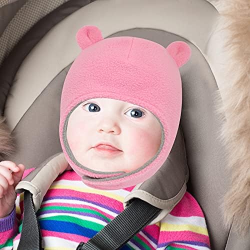 כובע חורף לתינוק וכובע כובע פעוטות הפיכה כובע חורף עם אוזני דוב פליס חם כובע חורפי שזה עתה נולד