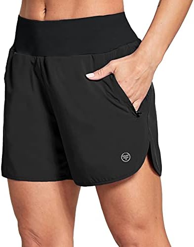מכנסיים קצרים של צ'ינפון לנשים 7 אינץ 'מהיר אימון נושם נושם ספורטיבי מכנסי ספורט עם כיסי רוכסן