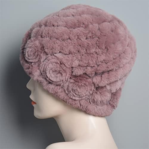 נשים חורפיות כובעי פרווה טבעיים גברת חמה כובעי פרווה פסים פרחים רכים וחמים