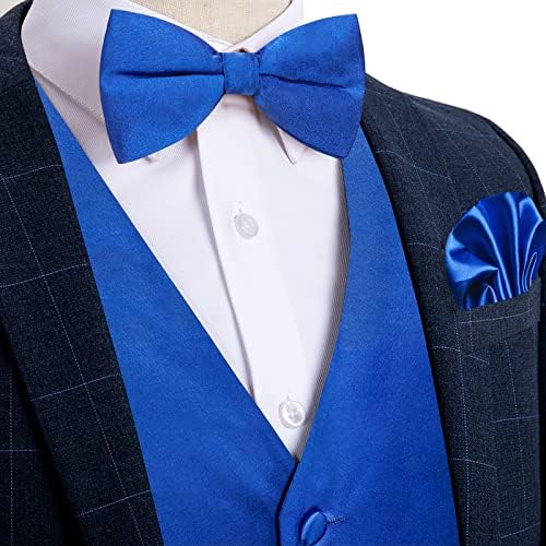 דיבנגו על גבי חליפה בצבע אחיד לגברים סט אפוד סאטן עם עניבת עניבת עניבה עניבה כיס כיס ריבוע חפתים 6 יחידות המותן