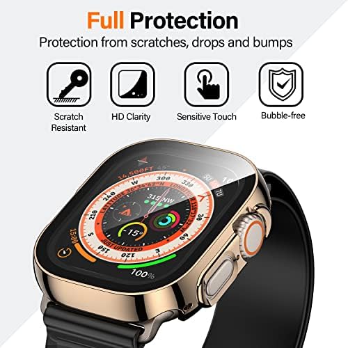 Amizee 2 Pack תואם למארז Apple Watch Ultra 49 ממ עם מגן מסך מובנה, כיסוי מגן קצה אולטרה -קצה דק אולטרה ישר לאביזרי