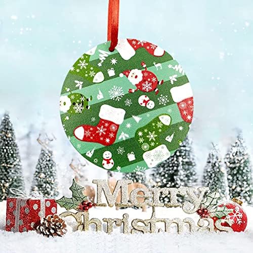 70 ממ דיסק חג מולד צבוע לבן DIY קישוט לחג המולד תליון עגול מעץ עם חבל אדום חג המולד גרלנד וודי