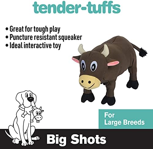 SmartPetlove Slugge Guppy Mentuffs שמנמרים צרור צעצועי כלב קטיפה גדולה - פרה חומה וחזיר ורוד - צעצועים חורקים חמודים