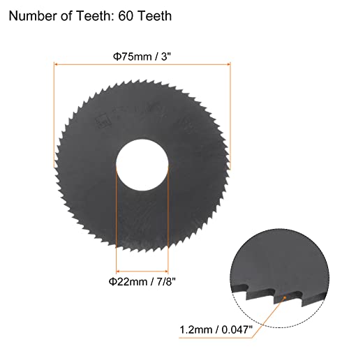 להב מסור מעגלי של הרפינגטון 75 ממ x 22 ממ x 1.2 ממ 60 שיניים ניטריד מצופה חותך טחינה פלדה במהירות גבוהה לעץ פלסטיק סגסוגת