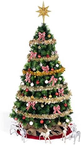 ארצ'י זהב חג ​​המולד טינסל גרלנד כוכב תלויה נוצצת, 20ft קלאסי השתקפויות צבעוניות עבות